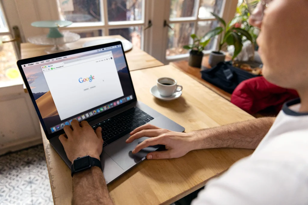 Google Ads campaign setup screen on a laptop
